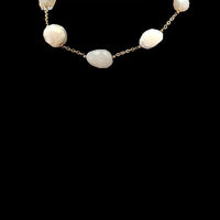 EverTrue White Agate 295.00 ctw Beaded Necklace in ION Plated Yellow Gold Stainless Steel 24-26 Inches
