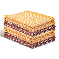 Livmore Red and Yellow Set of 8 Cotton Recycled Kitchen Towel Highly Absorbent for Cleaning & Quick Drying of Plates & Glasses