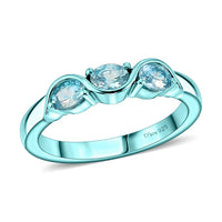 D'Joy Premium Blue Zircon Ring in Blue E-coat Sterling Silver (Size 10.0) 0.90 ctw