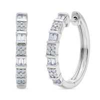 D'Joy Natural Diamond Hoop Earrings in Rhodium Over Sterling Silver 0.25 ctw