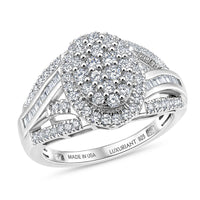 Luxuriant Lab Grown Diamond (G-H, SI) Cocktail Ring in Rhodium Over Sterling Silver 1.00 ctw