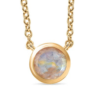 D'Joy Rainbow Moonstone 0.80 ctw Necklace in 18K Vermeil Yellow Gold Over Sterling Silver 18-20 Inches