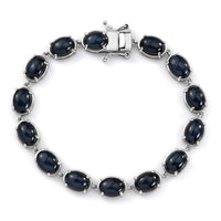 D'Joy Blue Star Sapphire (DF) Bracelet in Rhodium Over Sterling Silver (6.50 In) 32.35 ctw