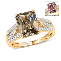 Certified & Appraised Luxoro 10K Yellow Gold AAA Turkizite, Diamond (I2) (0.35 cts) Ring (Size 10.0) 4.24 ctw