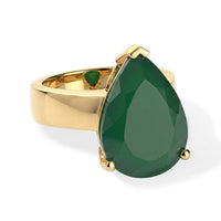 EverTrue Green Onyx 9.80 ctw Solitaire Ring in 18K YG Plated (Size 6.0)