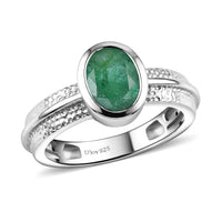 D'Joy Socoto Emerald Solitaire Ring in Platinum Over Sterling Silver (Size 6) 1.30 ctw
