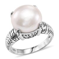 Bali Legacy Pink Mabe Pearl Ring in Sterling Silver (Size 9.0)