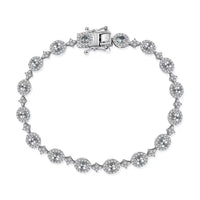 D'Joy Santa Maria Aquamarine, Moissanite Ocean Crown Bracelet in Rhodium Over Sterling Silver (7.25 In) 4.60 ctw