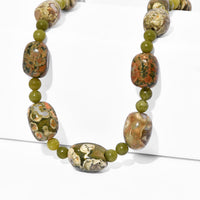 EverTrue Rhyolite Jasper, Nephrite Jade Beaded Necklace (18-19 Inches) in 18K YG Plated 330.00 ctw