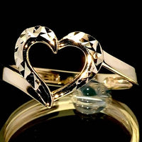 Diamond Cut Heart Ring in 10K Yellow Gold 1.50 Grams