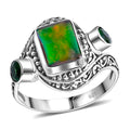 Bali Legacy Canadian Ammolite and Chrome Diopside 0.70 ctw Ring in Sterling Silver (Size 7.0) - Sticky add to cart bar