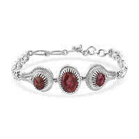 EverTrue Premium Norwegian Thulite 14.50 ctw Vintage Heritage Medallion Bracelet in Platinum Bond (6.50-8.0In) (Ships in 10-12 Days)