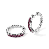 EverTrue Premium Lotus Garnet Hoop Earrings in Platinum Bond 1.20 ctw