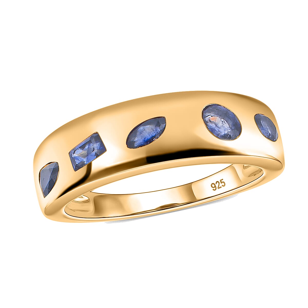 D'Joy Masoala Sapphire (D) Band Ring in 18K YG Over Sterling Silver (Size 6.0) 1.10 ctw
