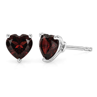 D'Joy Mozambique Garnet Heart Stud Earrings in Platinum Over Sterling Silver 1.50 ctw