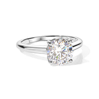 D''Joy Moissanite (Rnd 8.5mm) Solitaire Ring in Platinum Over Sterling Silver (Size 6.0) 2.10 ctw