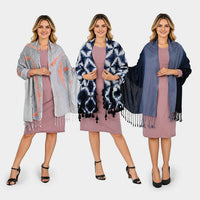 La Marey Purple Marble Print Set of 3 Tie Dye Ombre Scarves - One Size Fits Most