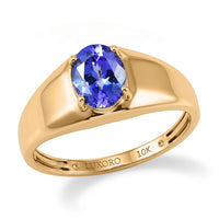 Luxoro Premium Tanzanite 1.60 ctw Men's Ring in 10K Yellow Gold (Size 10.0)