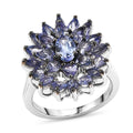 D'Joy Tanzanite Ring in Rhodium Over Sterling Silver (Size 10.0) 3.50 ctw - Sticky add to cart bar
