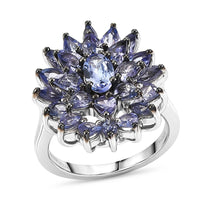 D'Joy Tanzanite Ring in Rhodium Over Sterling Silver (Size 10.0) 3.50 ctw