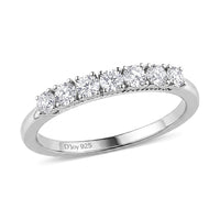 Luxuriant Lab Grown Diamond (G-H, SI) Half Eternity Band Ring in Rhodium Over Sterling Silver (Size 10.0) 0.50 ctw