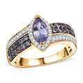 D'Joy Tanzanite, Moissanite Olive Spark Band Ring in 18K Vermeil YG Over Sterling Silver (Size 10.0) 1.25 ctw - Sticky add to cart bar
