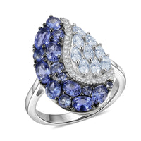 D'Joy Tanzanite, Moissanite Ring in Rhodium Over Sterling Silver (Size 6.0) 2.65 ctw
