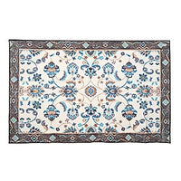 Livmore White & Teal Blue Pile Rug