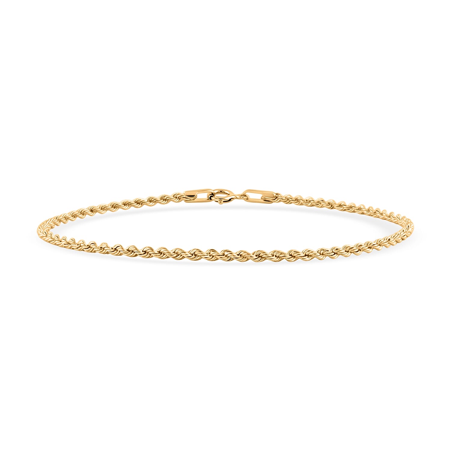 1.6mm Silk Rope Chain Bracelet in 14K Yellow Gold (7.00 In) 0.60 Grams