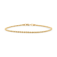 1.6mm Silk Rope Chain Bracelet in 14K Yellow Gold (7.00 In) 0.60 Grams