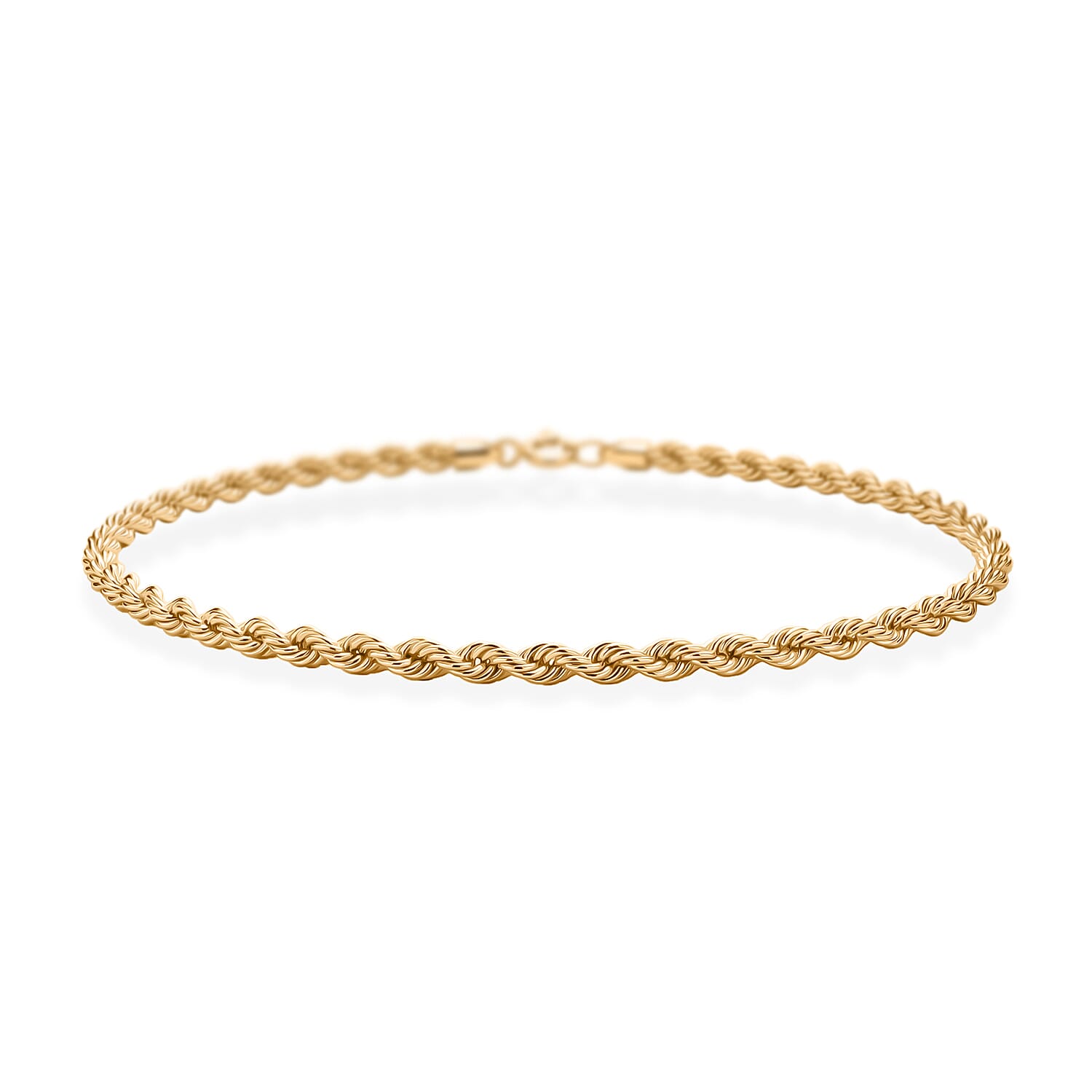 Italian 2.3mm Silk Rope Chain Bracelet in 14K Yellow Gold (7.00 In) 1.06 Grams