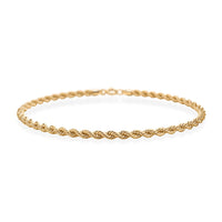 Italian 2.3mm Silk Rope Chain Bracelet in 14K Yellow Gold (7.00 In) 1.06 Grams