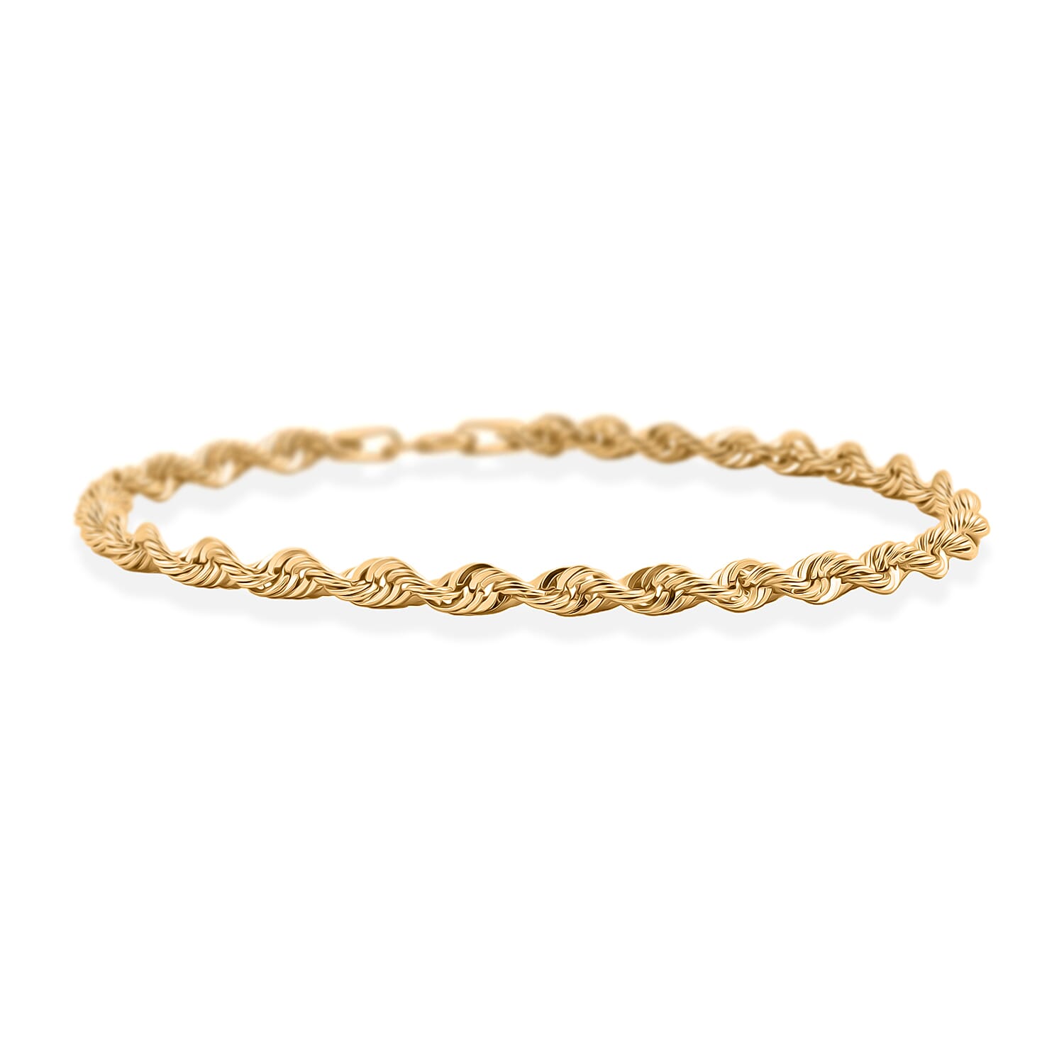 3.3mm Sunrays Rope Chain Bracelet in 14K Yellow Gold (7.50 In) 1.6 Grams