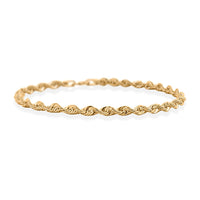 3.3mm Sunrays Rope Chain Bracelet in 14K Yellow Gold (7.50 In) 1.6 Grams