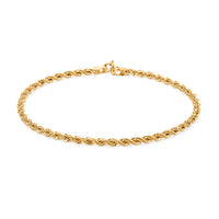 2.7mm Silk Rope Chain Bracelet in 14K Yellow Gold (7.50 In) 3.75 Grams
