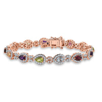 GP Italian Garden Collection Multi Gemstone Bracelet in 18K Vermeil RG Over Sterling Silver (7.25 In) 9.10 ctw