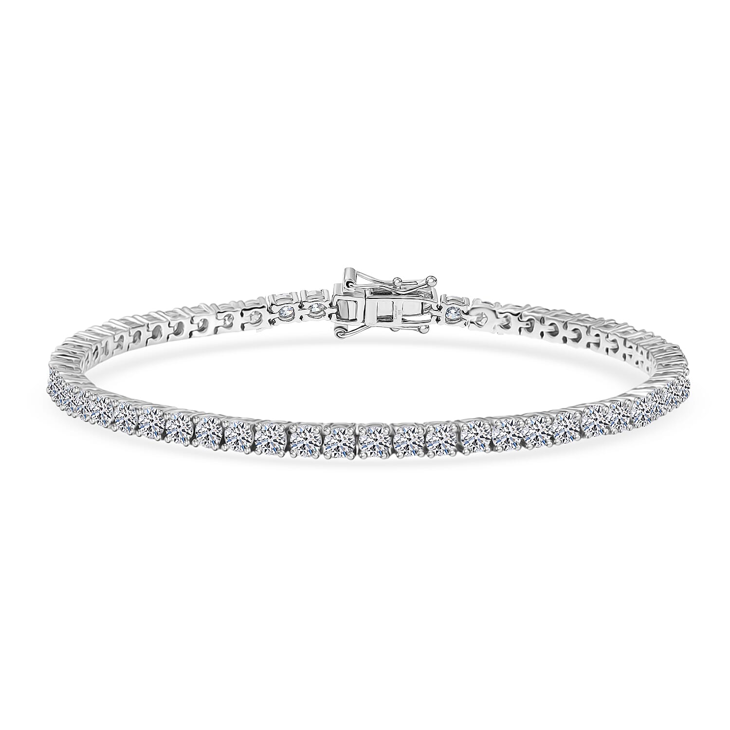 Luxuriant Lab Grown Diamond (SI) Tennis Bracelet 1 Row in Rhodium Over Sterling Silver (6.50 In) (Delivery in 7-10 Days) 4.00 ctw