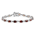 D'Joy AAA Red Zircon, White Zircon Line Bracelet in Rhodium Over Sterling Silver (6.50 In) 12.25 ctw - Sticky add to cart bar