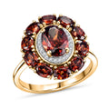 D'Joy AAA Red Zircon and White Zircon 4.90 ctw Ring in 18K Vermeil Yellow Gold Over Sterling Silver - Sticky add to cart bar