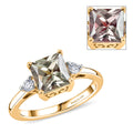 Princess Cut AAA Turkizite, Lab Grown Diamond (G-H, SI) Golden Dusk Solitaire Ring in 18K Vermeil YG Over Sterling Silver (Size 10.0) 2.25 ctw - Sticky add to cart bar