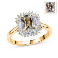 D'Joy AAA Turkizite and Diamond 2.20 ctw Sunset Halo Ring in 18K Vermeil Yellow Gold Over Sterling Silver