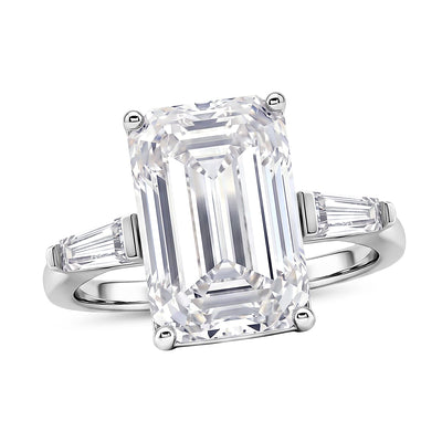 D'Joy Moissanite (Oct 15x10mm) Ring in Rhodium Over Sterling Silver (Size 10.0) 10.30 ctw - Product card gallery slide 1 (10184699969849)