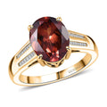 Luxoro AAA Red Zircon and Diamond I2 5.00 ctw Golden Floral Spark Ring in 10K Yellow Gold (Size  7.5) - Sticky add to cart bar