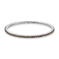 D'Joy Premium Multi Sapphire Bangle Bracelet in Rhodium Over Sterling Silver (7.25 In) 5.50 ctw