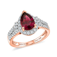 Certified & Appraised D'Joy Pink Garnet, Moissanite Ring in 18K Vermeil RG Over Sterling Silver (Size 10.0) 2.25 ctw