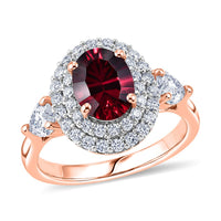 Certified and Appraised D'Joy Premium Pink Garnet, Moissanite Ring in 18K Vermeil RG Over Sterling Silver (Size 10.0) 2.60 ctw
