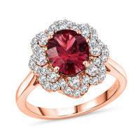 Certified & Appraised D'Joy Pink Garnet, Moissanite Ring in 18K Vermeil RG Over Sterling Silver (Size 10.0) 2.75 ctw