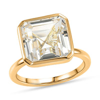 D'Joy Premium Asscher Cut White Topaz Ring in 18K Vermeil YG Over Sterling Silver (Size 10.0) 8.00 ctw