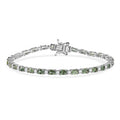 D'Joy Premium Natural Green Apatite, White Zircon Tennis Bracelet in Rhodium Over Sterling Silver (7.25 In) 6.50 ctw - Sticky add to cart bar