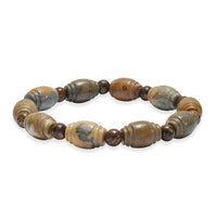 Artistic Jasper and Bronzite Beaded Stretch Bracelet 140.00 ctw